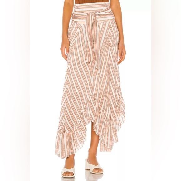 FP One Free People Giselle Tie Waist Handkerchief Ivory Lined Skirt Size Small - Picture 1 of 12